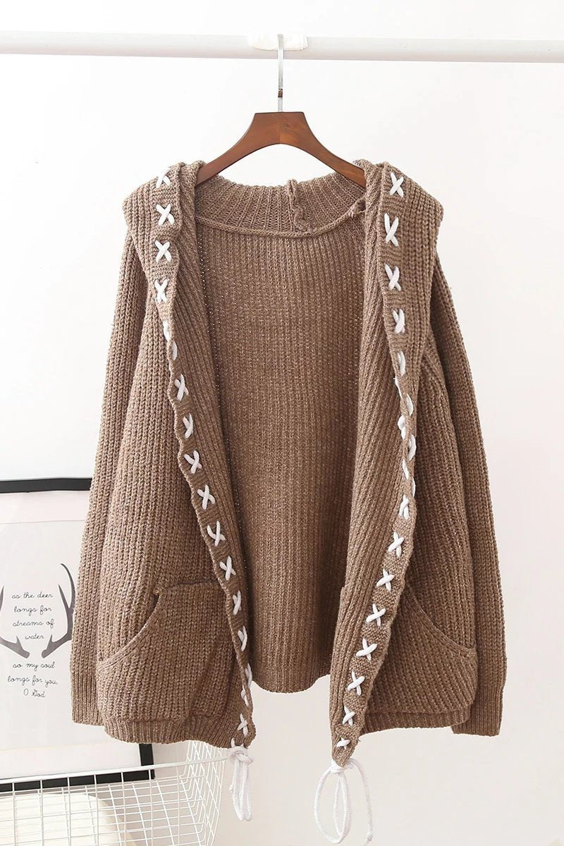 Women's Hooded Knitting Cardigan Sweater