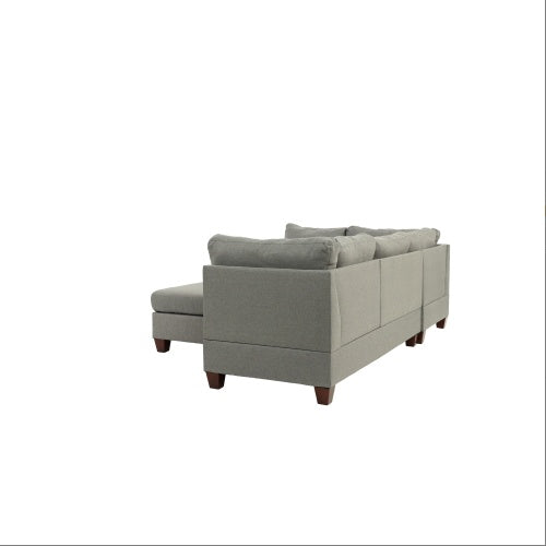 3-PC Sectional Sofa Set in Gray – Linen-Like Polyfiber Upholstery | Modern Living Room Fabric Couch | Infinity Bazaar