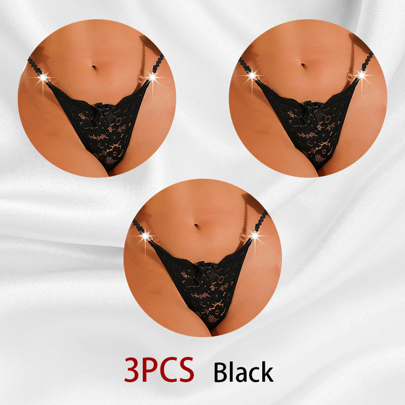 Women's Thong Lace Hollowed Out Mesh Gauze Panties Women's Traceless Pantie set