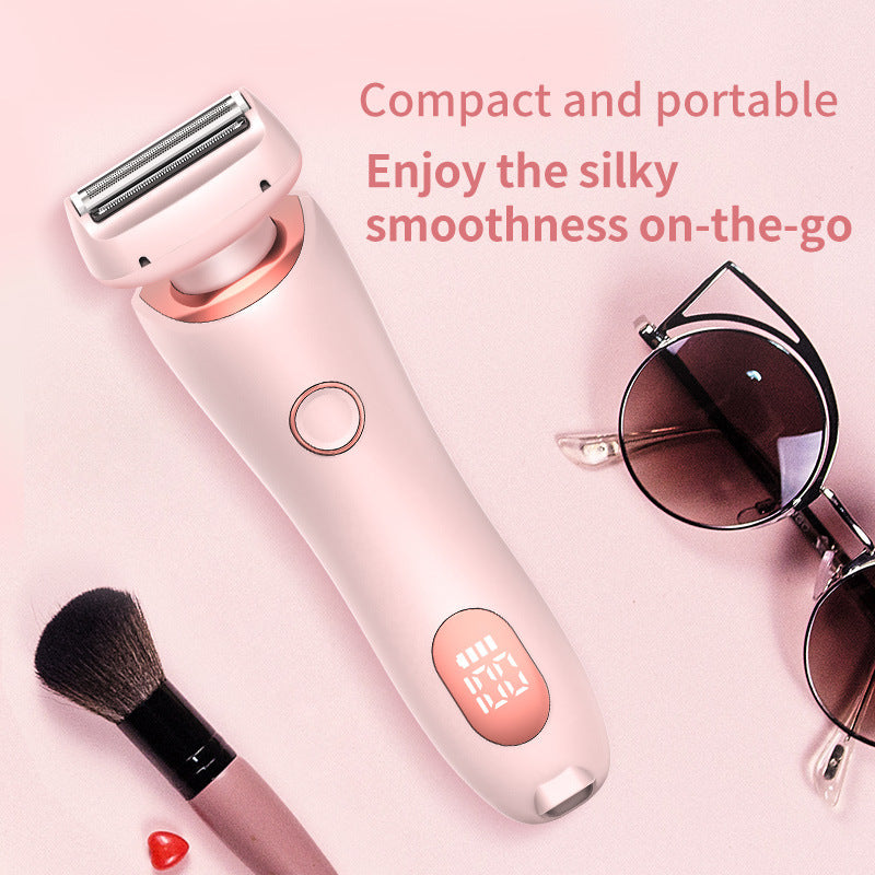 2-in-1 Electric Shaver for Women – Waterproof Rechargeable Razor with Bath Gloves & Cosmetic Bag | Infinity Bazaar