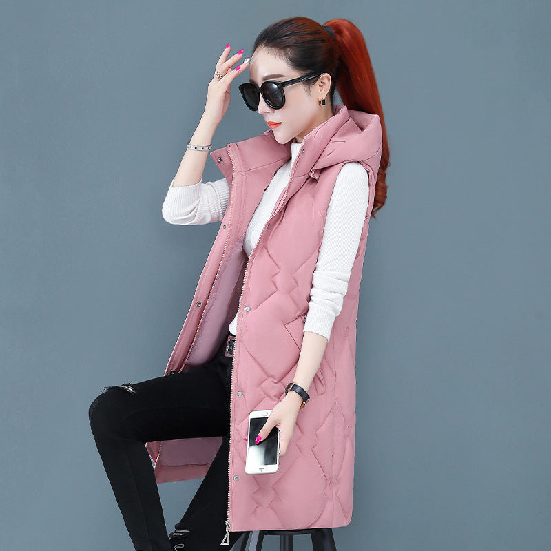 Spring & Autumn Down Cotton Mid-length Slim-fitting Jacket vest