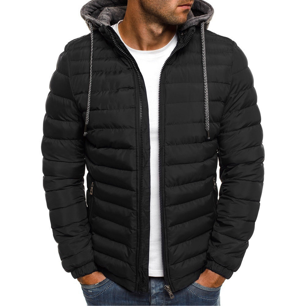 Pure Color Cardigan Hooded Cotton Jacket