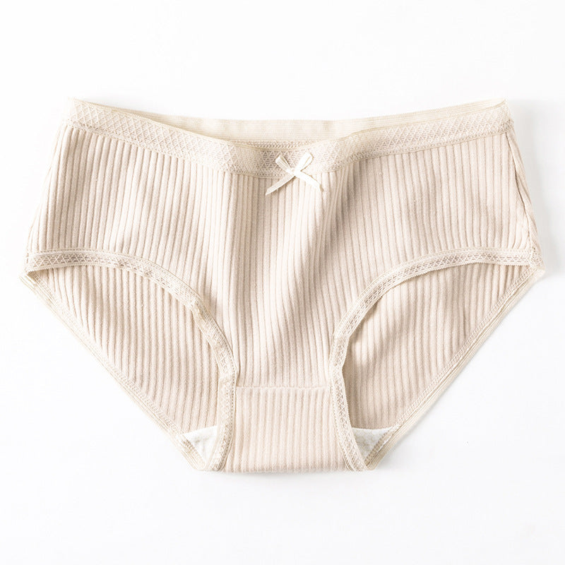 Lace Thread Cotton Pure Cotton Mid-waist Briefs
