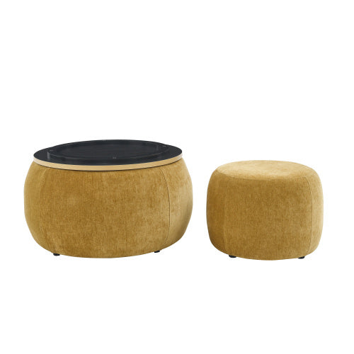 Circular Ottoman Storage Footstool 2-in-1 Function