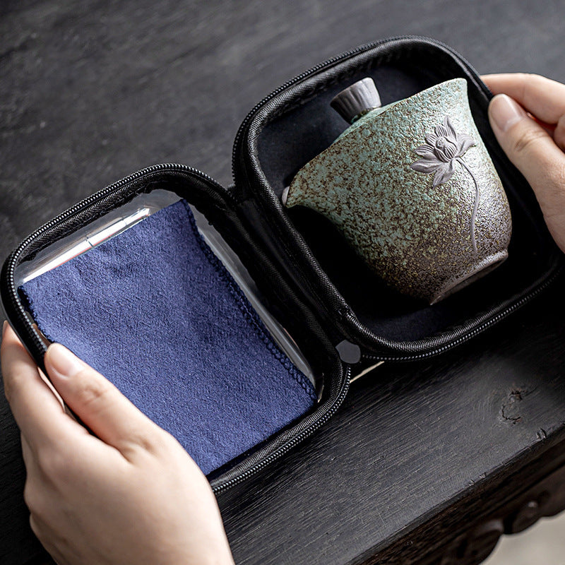 One Pot Two Cups Ceramic Portable Tea Set