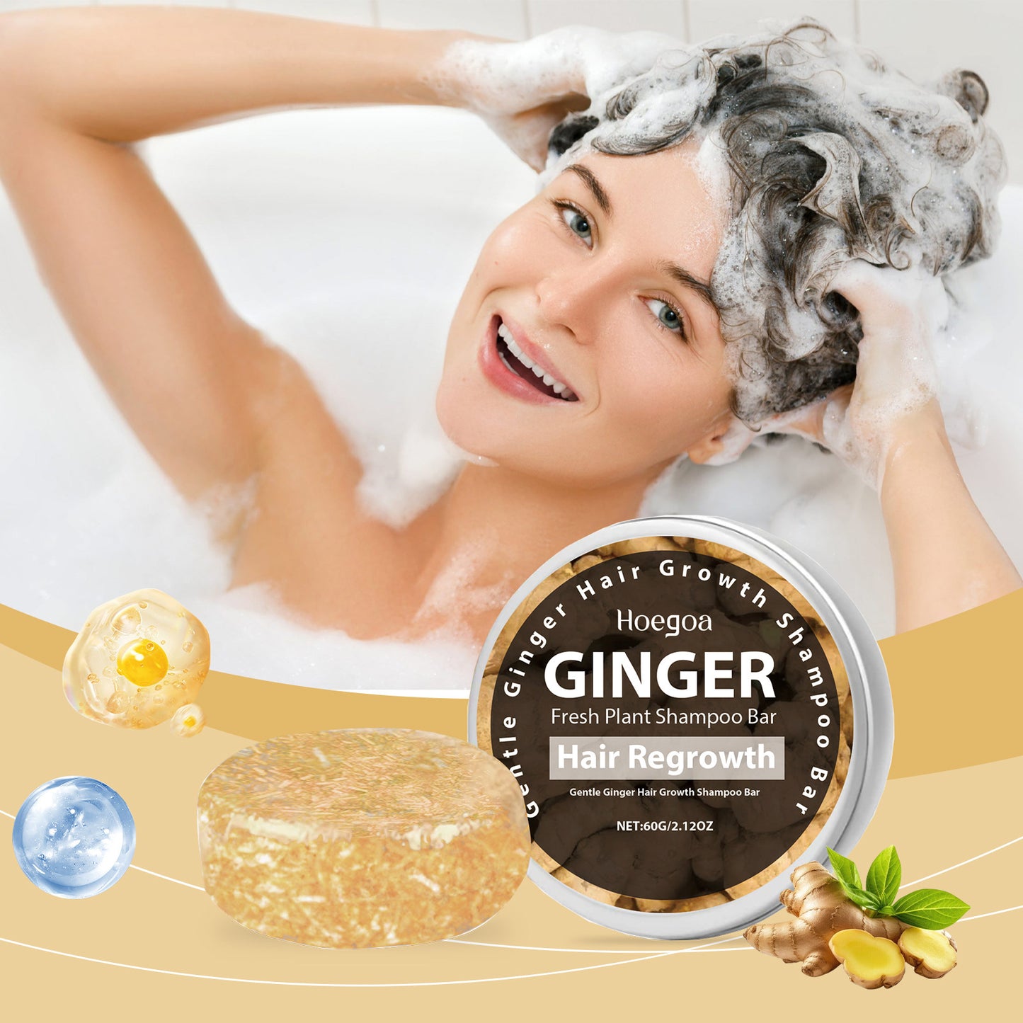 Ginger Shampoo Soap Scalp Cleansing Frizz