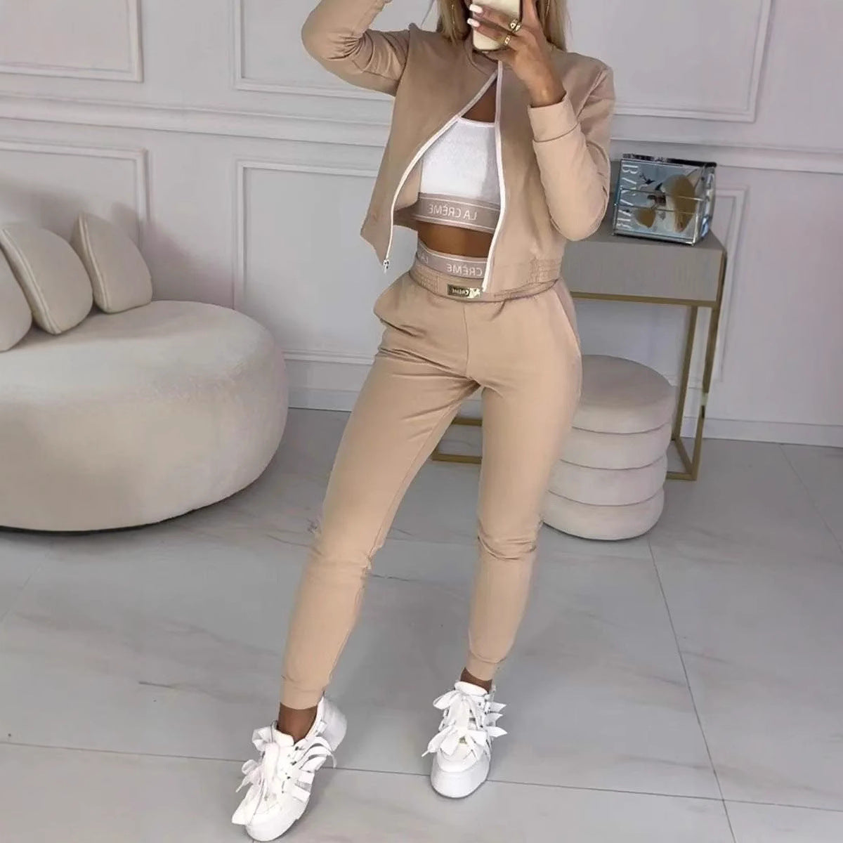 Slim Fit Versatile Long Sleeve Trousers Suit