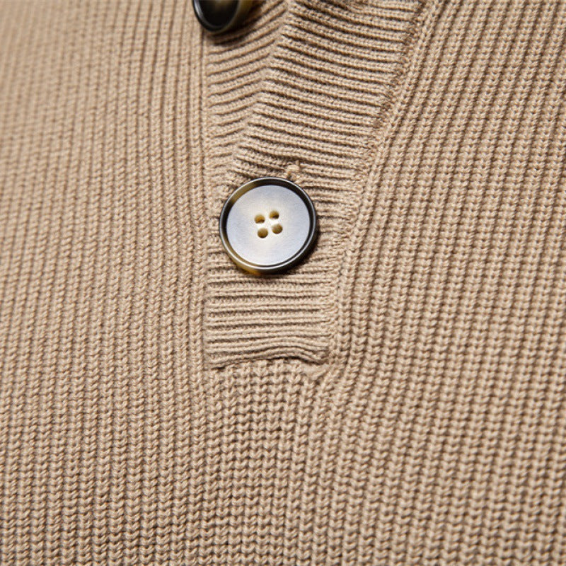 Stand Collar Men's High Quality Business Sweater Solid Color Casual Sweater