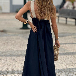 Women’s Halter Cotton Linen Dress – Sleeveless Spaghetti Strap Summer Dress | Infinity Bazaar