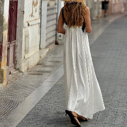Women’s Halter Cotton Linen Dress – Sleeveless Spaghetti Strap Summer Dress | Infinity Bazaar