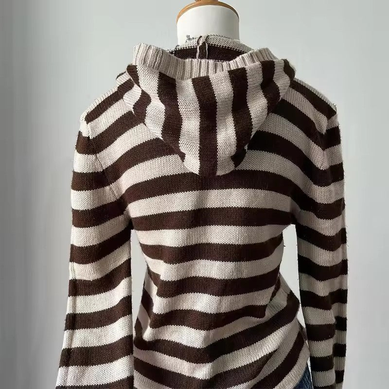 Women's V-neck Stripes Pullover Sweater