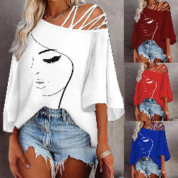Woman wearing a stylish summer shirt