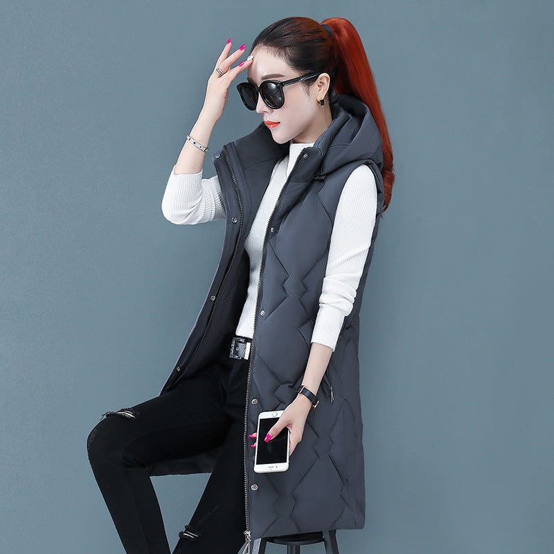 Spring & Autumn Down Cotton Mid-length Slim-fitting Jacket vest
