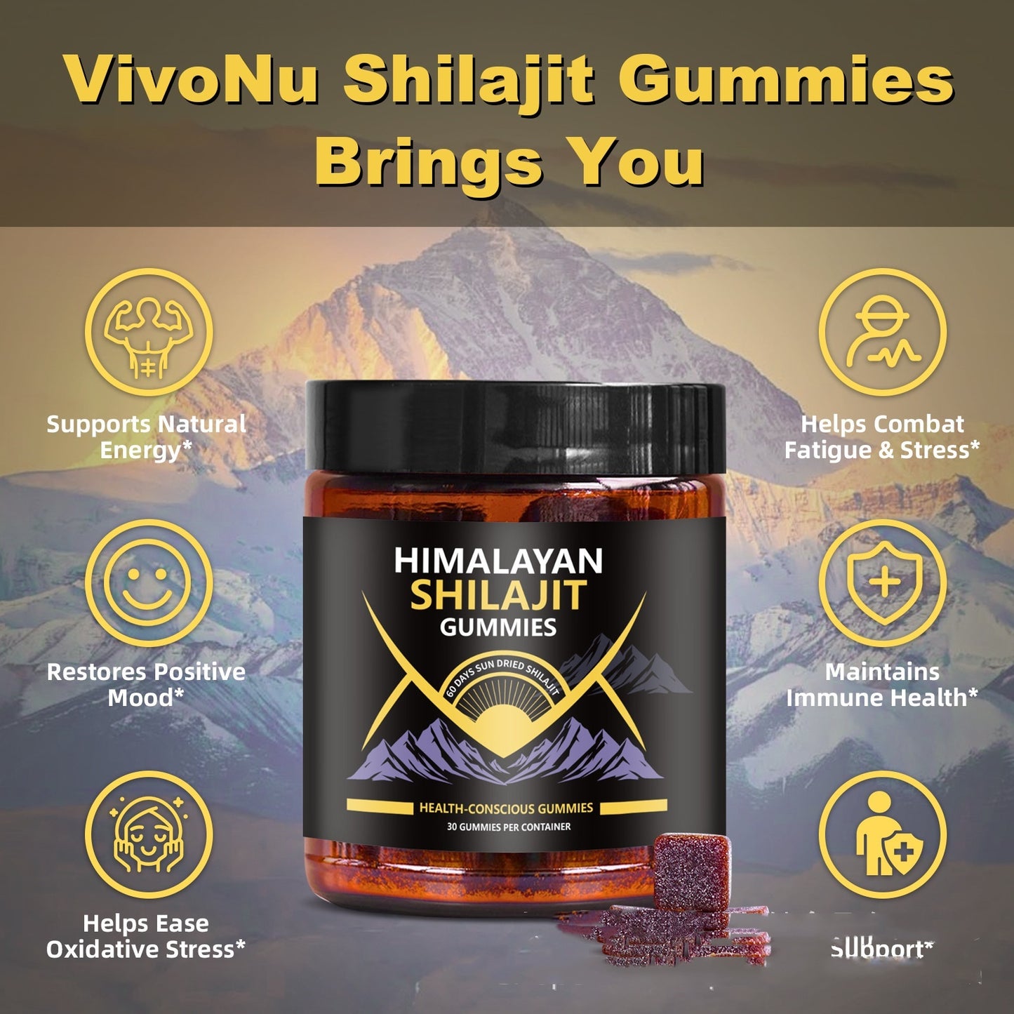 Cube-shaped Shilajit Gummies