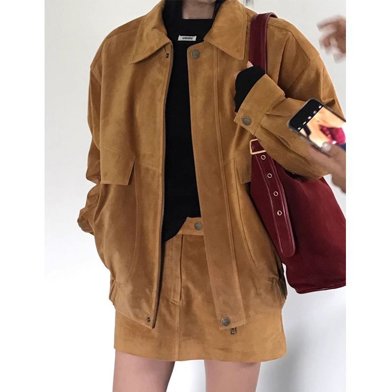Coat A- Line Skirt Corduroy Two-piece Set