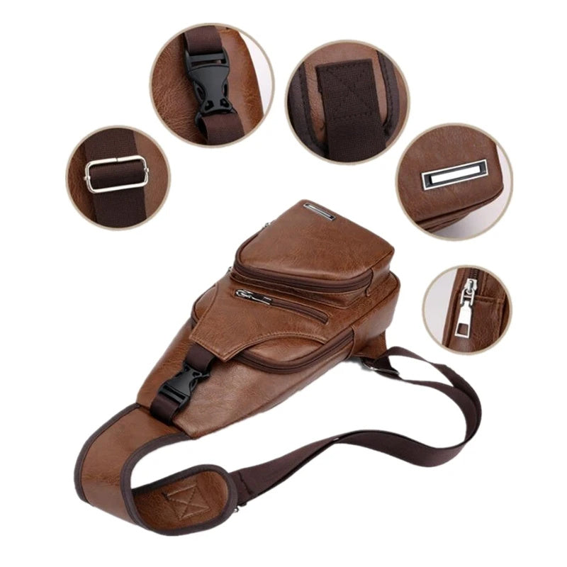 Men's Luxury Leather Messenger Crossbody bag