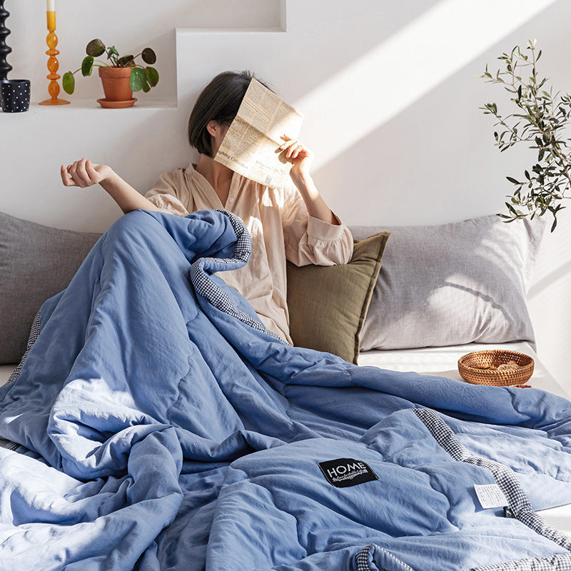 Pure Color Washed Cotton Air Conditioner Double