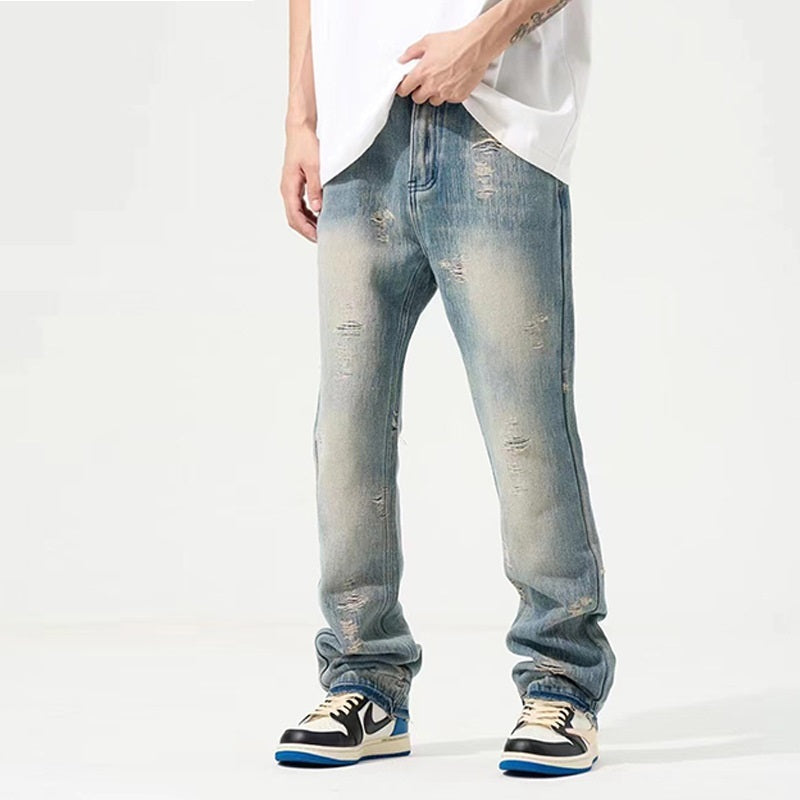 Retro Washed Make Old Ripped Jeans