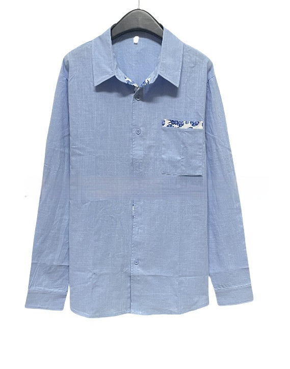 Men's Polo Collar Long-sleeved Casual Shirt