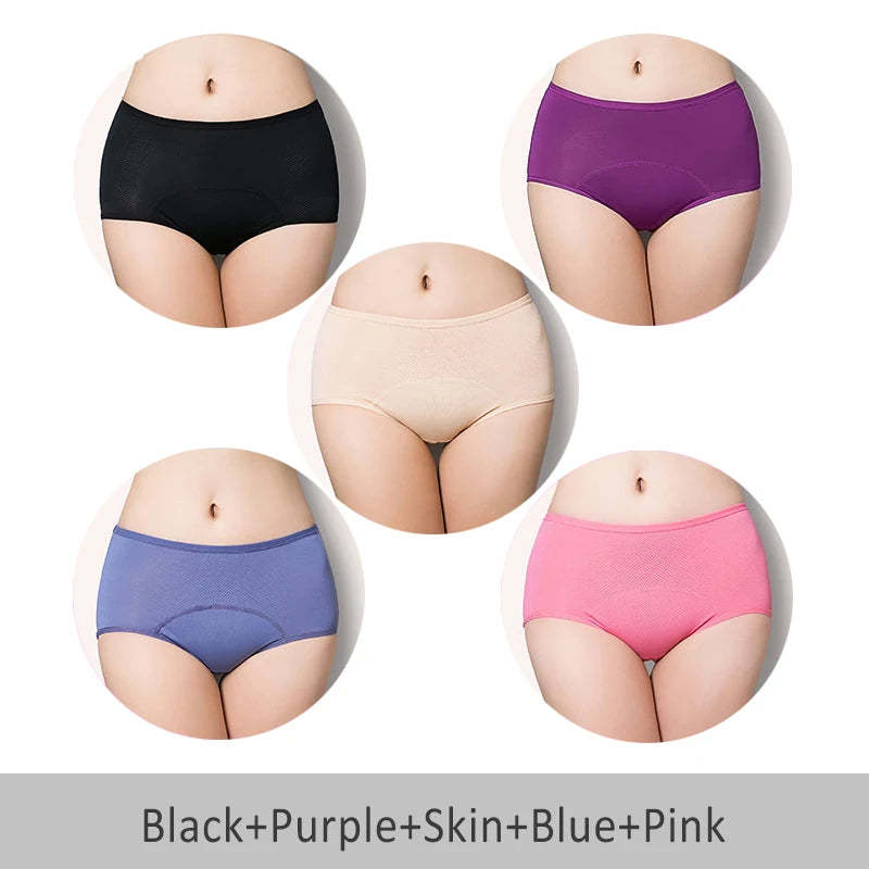 5-Pack Women’s Leak-Proof Menstrual Underwear – Seamless, Mid-Rise Period Panties with High Absorbency | Infinity Bazaar