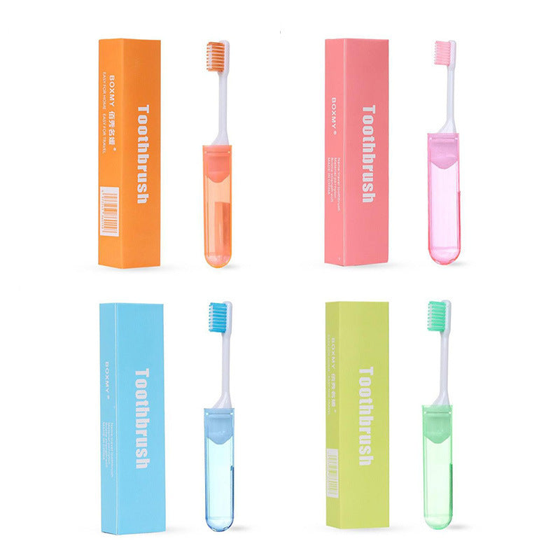 6-Pack Portable Folding Travel Toothbrushes – Soft Bristle Manual Toothbrush Set for Adults, Compact Design for On-the-Go Oral Care | Infinity Bazaar