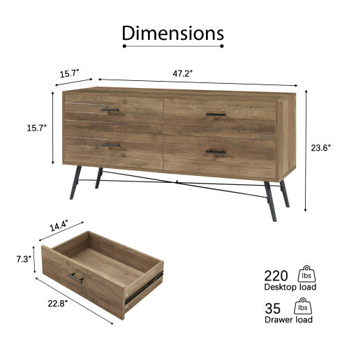 4-drawer Walnut TV Cabinet