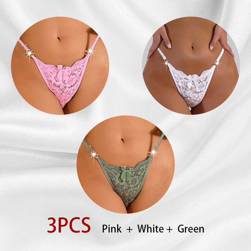 Women's Thong Lace Hollowed Out Mesh Gauze Panties Women's Traceless Pantie set