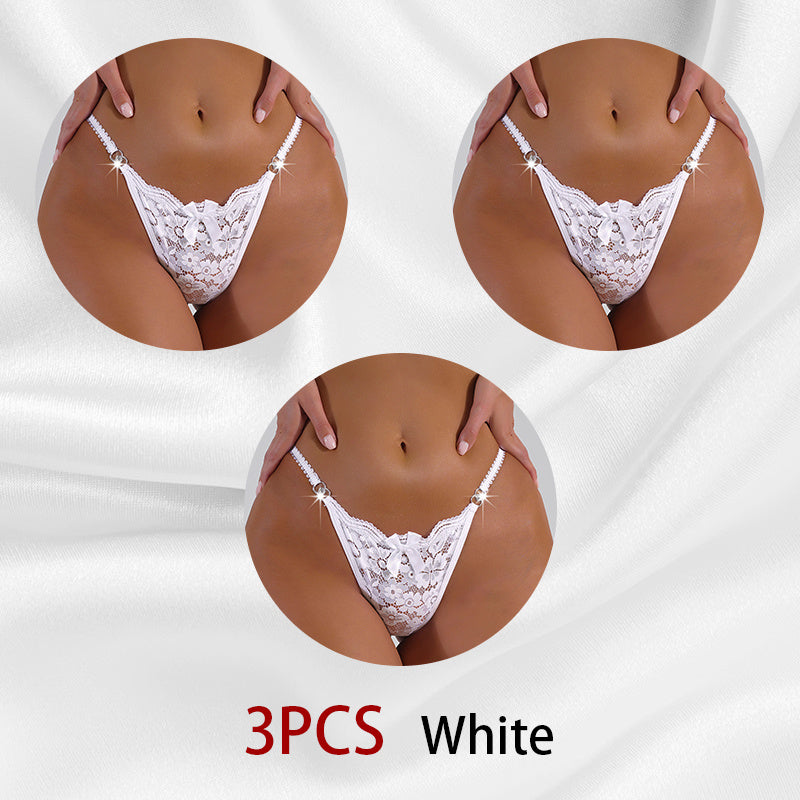 Women's Thong Lace Hollowed Out Mesh Gauze Panties Women's Traceless Pantie set