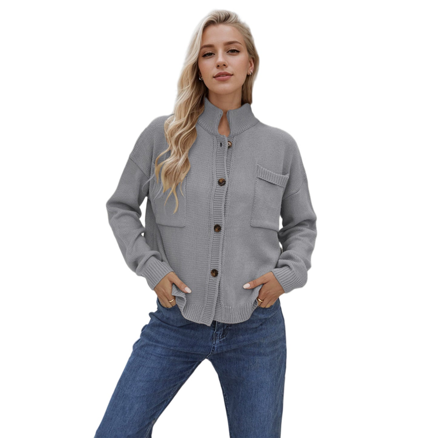 Knitted Coat V-neck Plus Size Women's Sweaters