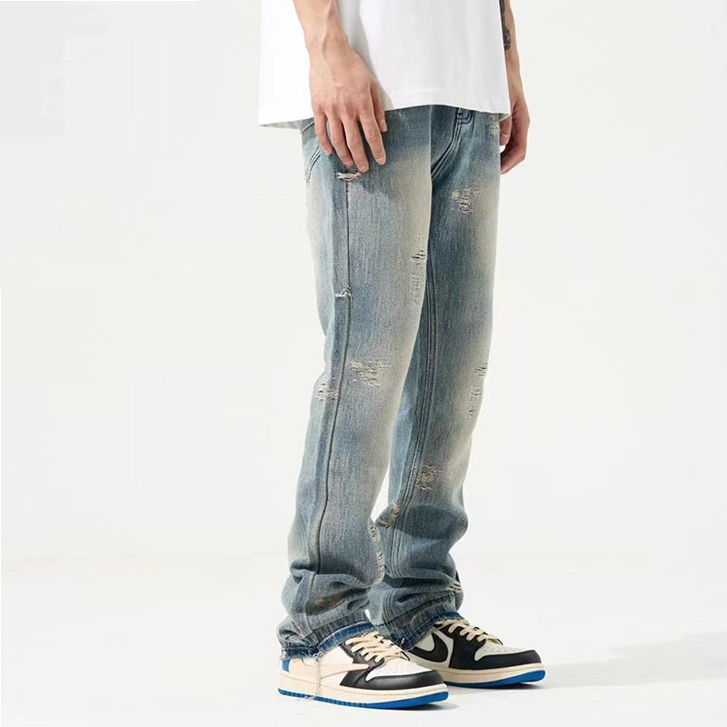 Retro Washed Make Old Ripped Jeans