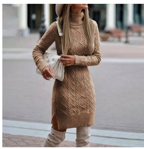 Warm Solid Color Pullover Long Sweater Women's Clothing for Spring & fall
