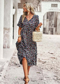 Women's Elegant V-Neck Dress – Fashionable Formal & Evening Wear | Infinity Bazaar