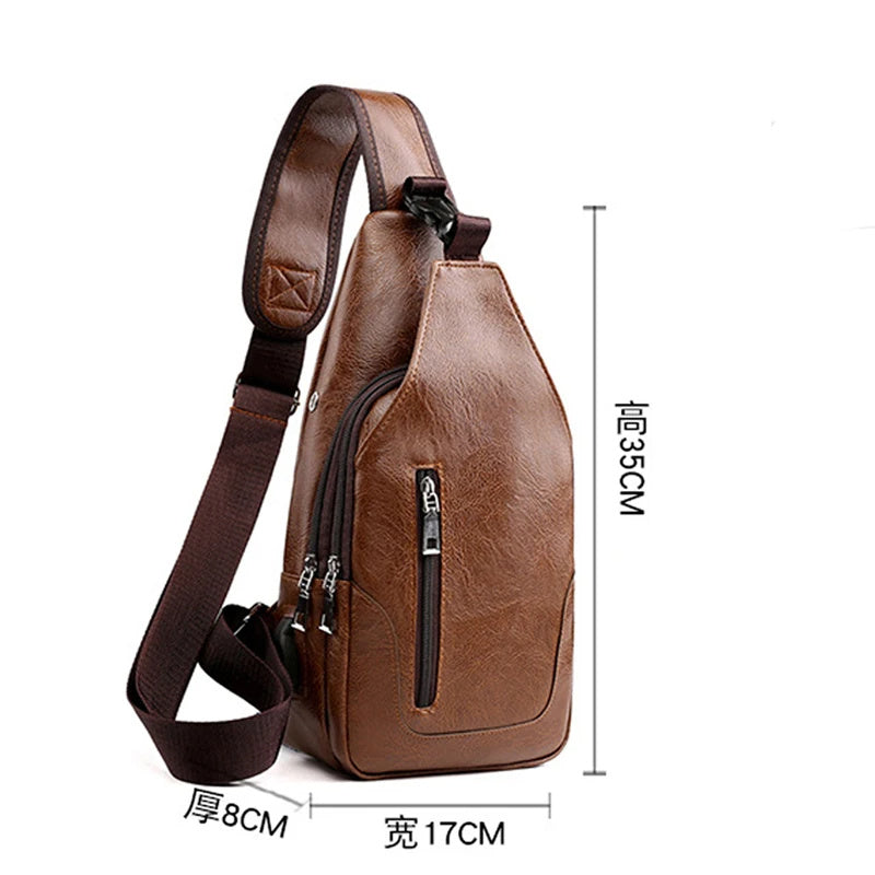 Men's Luxury Leather Messenger Crossbody bag