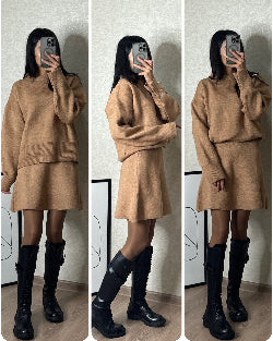 2-Piece Casual Sweater Mini Skirt Set for Women | Infinity Bazaar