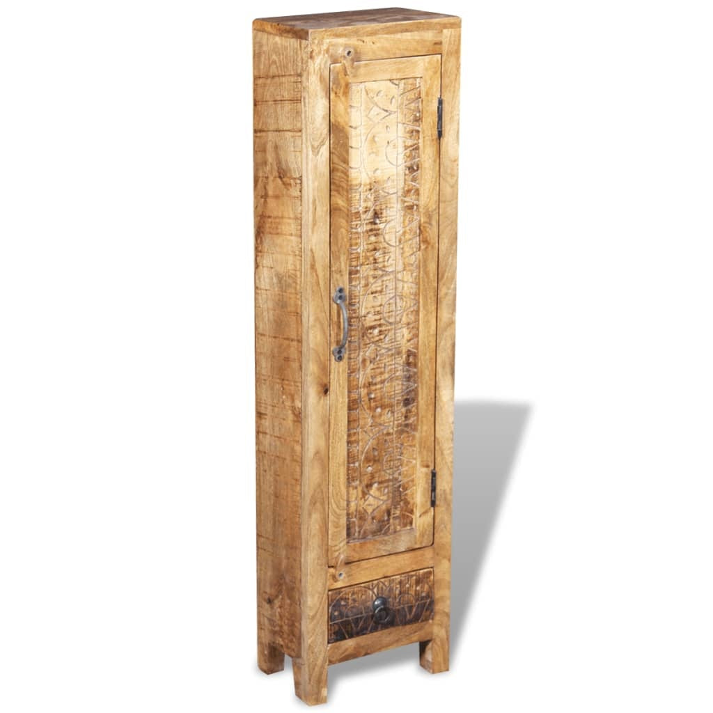vida XL Vanity Cabinet with Mirror and 2 Side Cabinets Solid Mango Wood