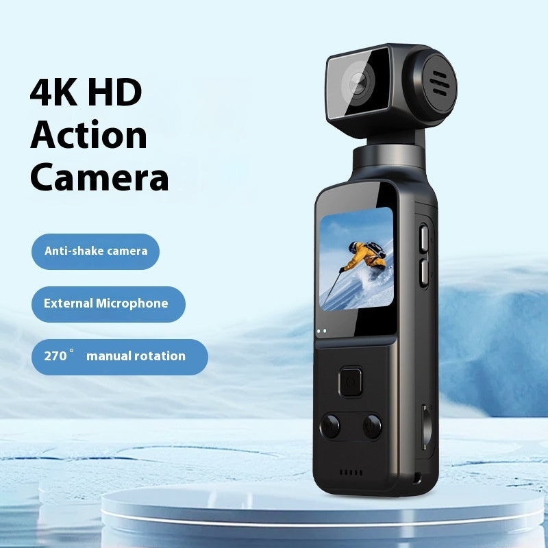 4K HD Pocket Sports Camera – Mini Action Cam with 4x Zoom, Anti-Shake, 1.33" LCD, Supports 128GB, with Accessories | Infinity Bazaari