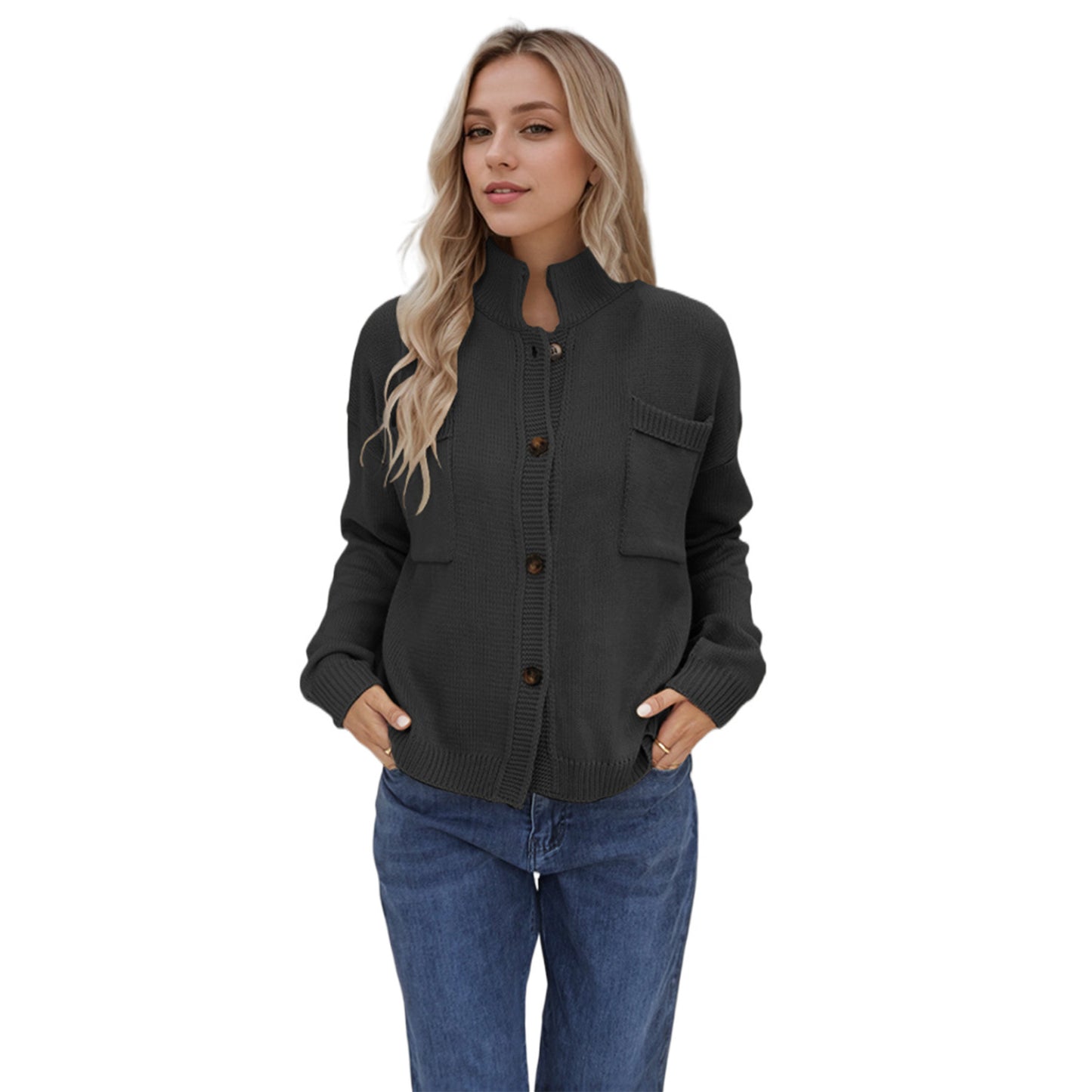 Knitted Coat V-neck Plus Size Women's Sweaters