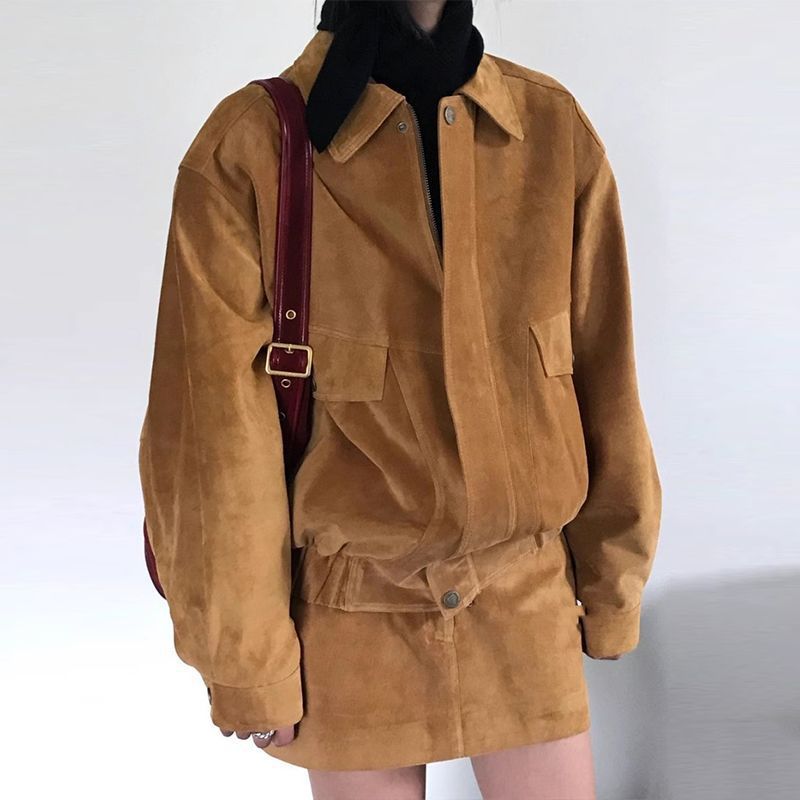 Coat A- Line Skirt Corduroy Two-piece Set