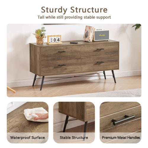 4-drawer Walnut TV Cabinet