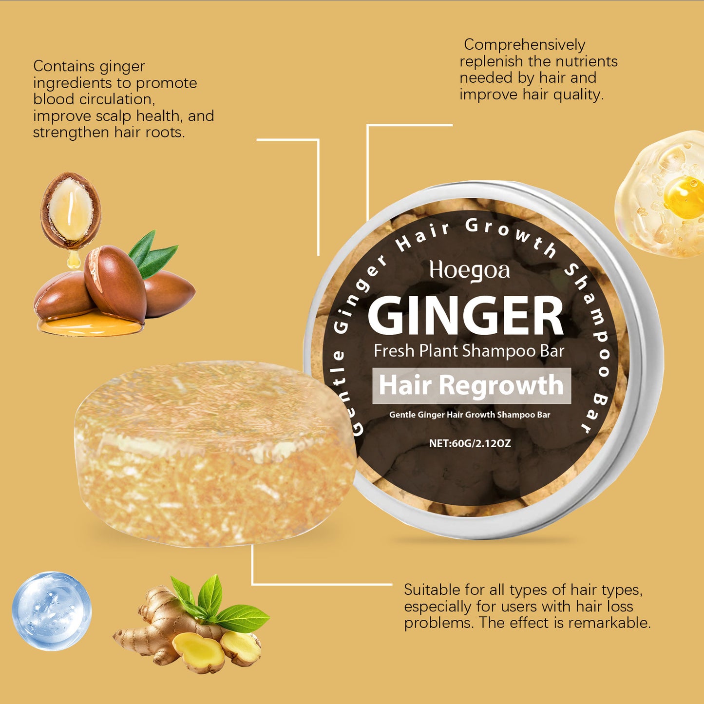Ginger Shampoo Soap Scalp Cleansing Frizz