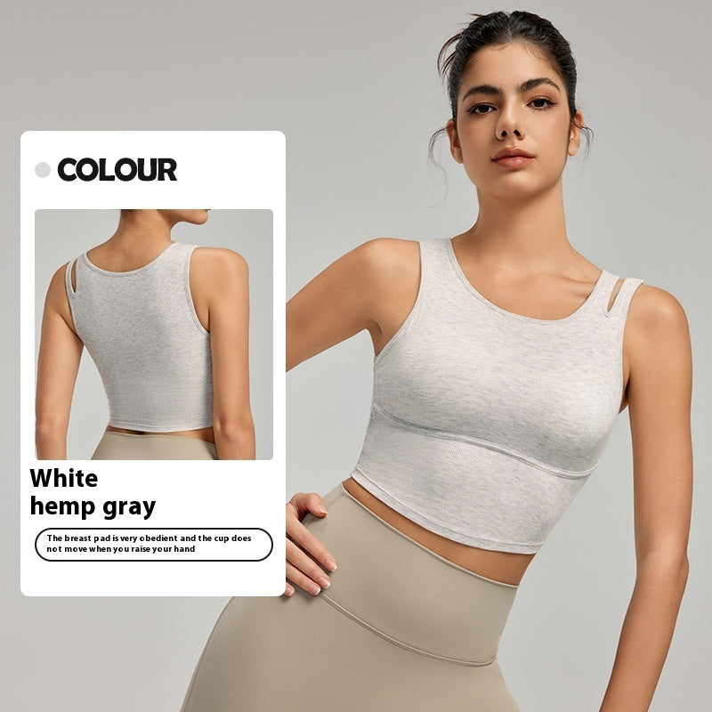 Yoga Clothing Top Vest With Chest Pad Hollow Shoulder Strap All-matching