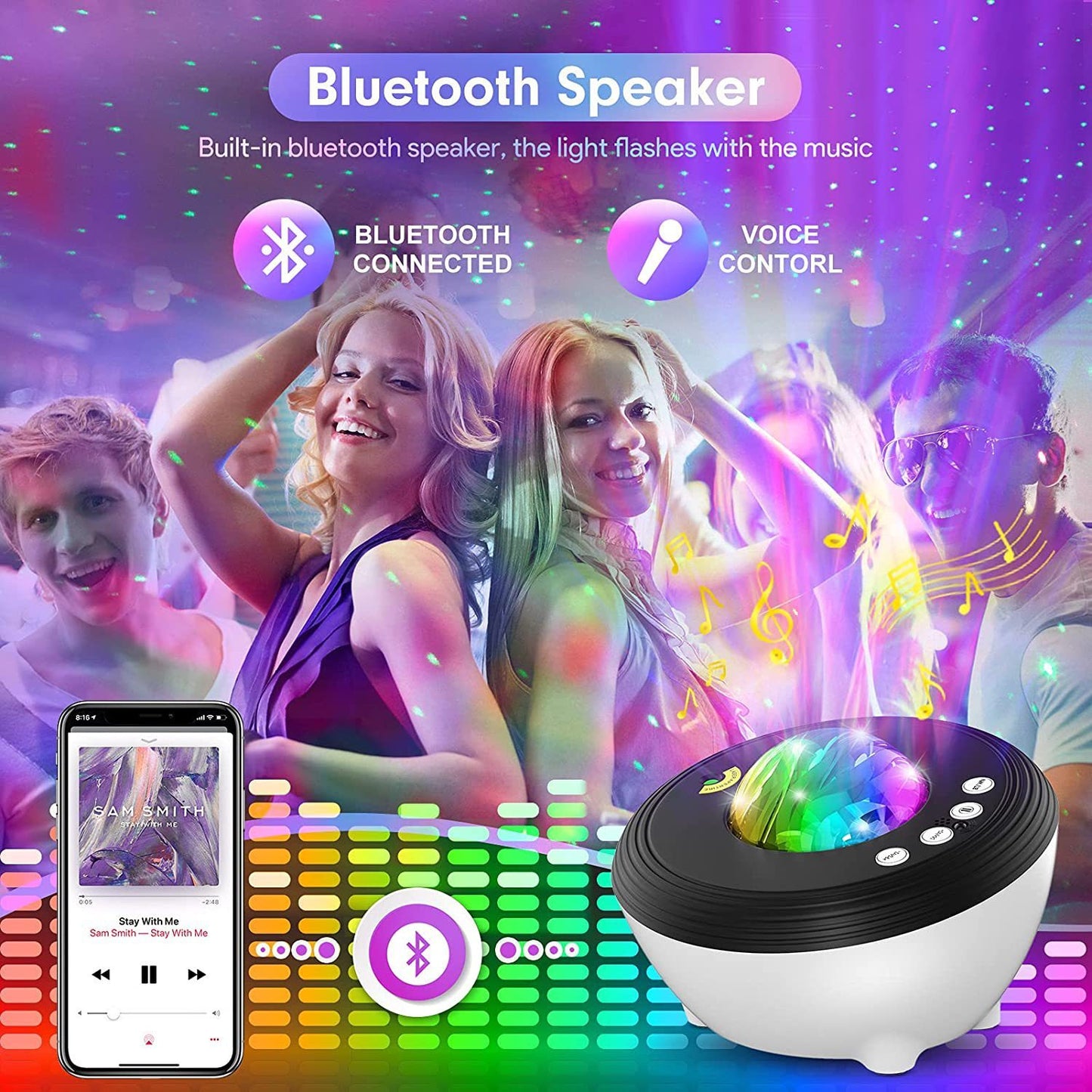 Cornucopia Northern Lights Music Star Projector Lamp – Transform Your Space into a Stargazer’s Dream