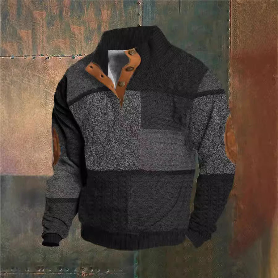 Spring & Autumn Men's Printed Sweater With Buckle