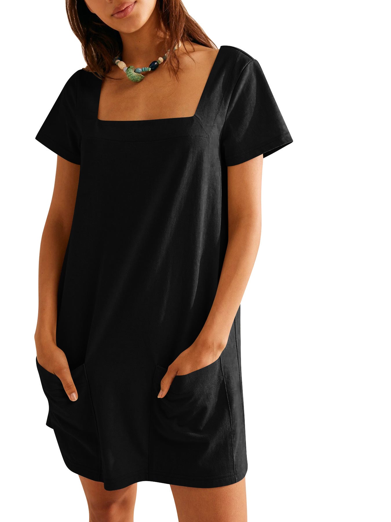 Casual Pocket Short Sleeve Dress Women