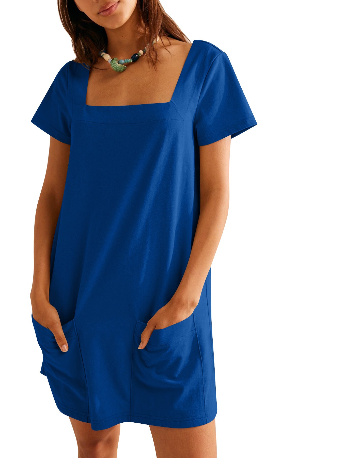 Casual Pocket Short Sleeve Dress Women