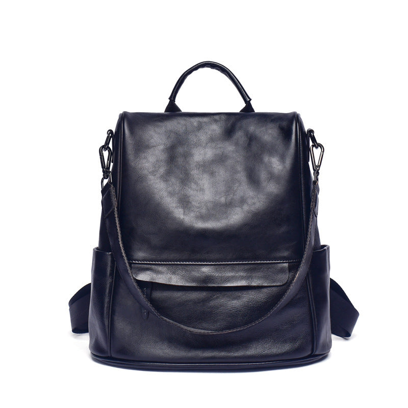Genuine Cowhide Leather Anti Theft Travel Backpack