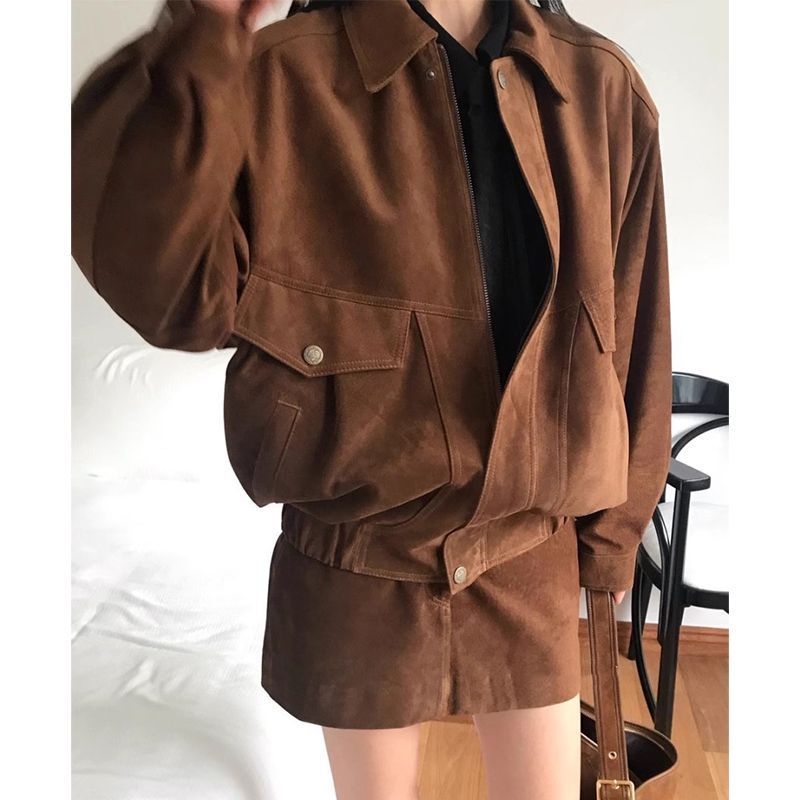 Coat A- Line Skirt Corduroy Two-piece Set