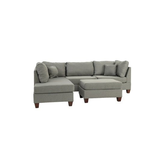 3-PC Sectional Sofa Set in Gray – Linen-Like Polyfiber Upholstery | Modern Living Room Fabric Couch | Infinity Bazaar