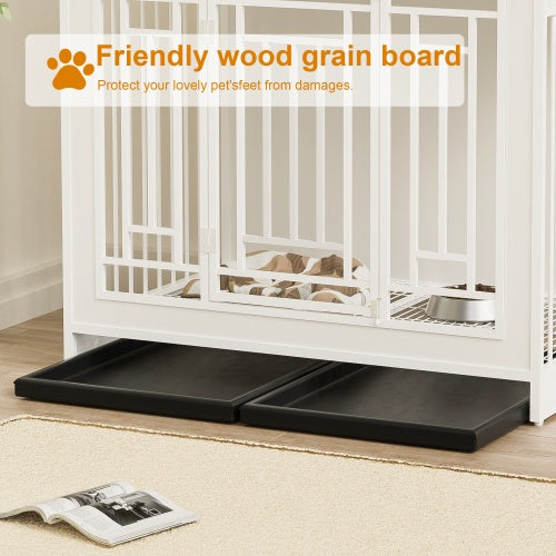 43.3" Wooden Dog Crate Furniture with Divider – Heavy-Duty Double Door Kennel with 3-Drawer Storage, Side Table Style| Infinity Bazaar