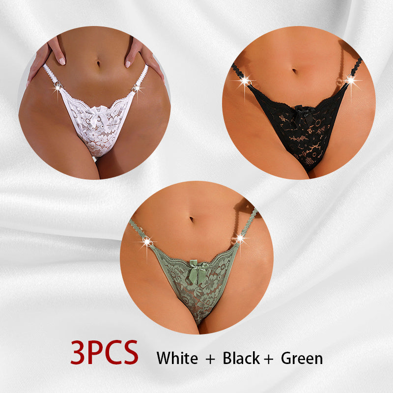 Women's Thong Lace Hollowed Out Mesh Gauze Panties Women's Traceless Pantie set